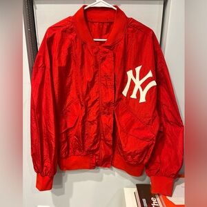 Red NY Logo Bomber Jacket